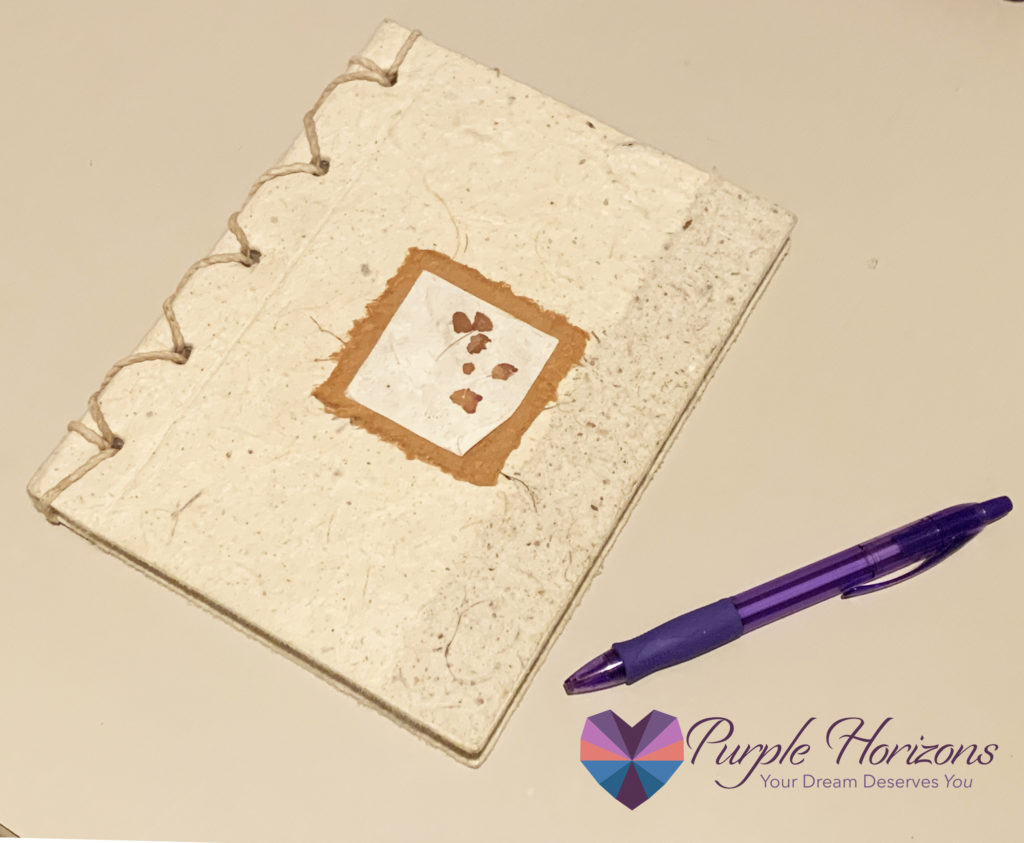 Handmade paper journal with flower decorations | Purple Horizons
