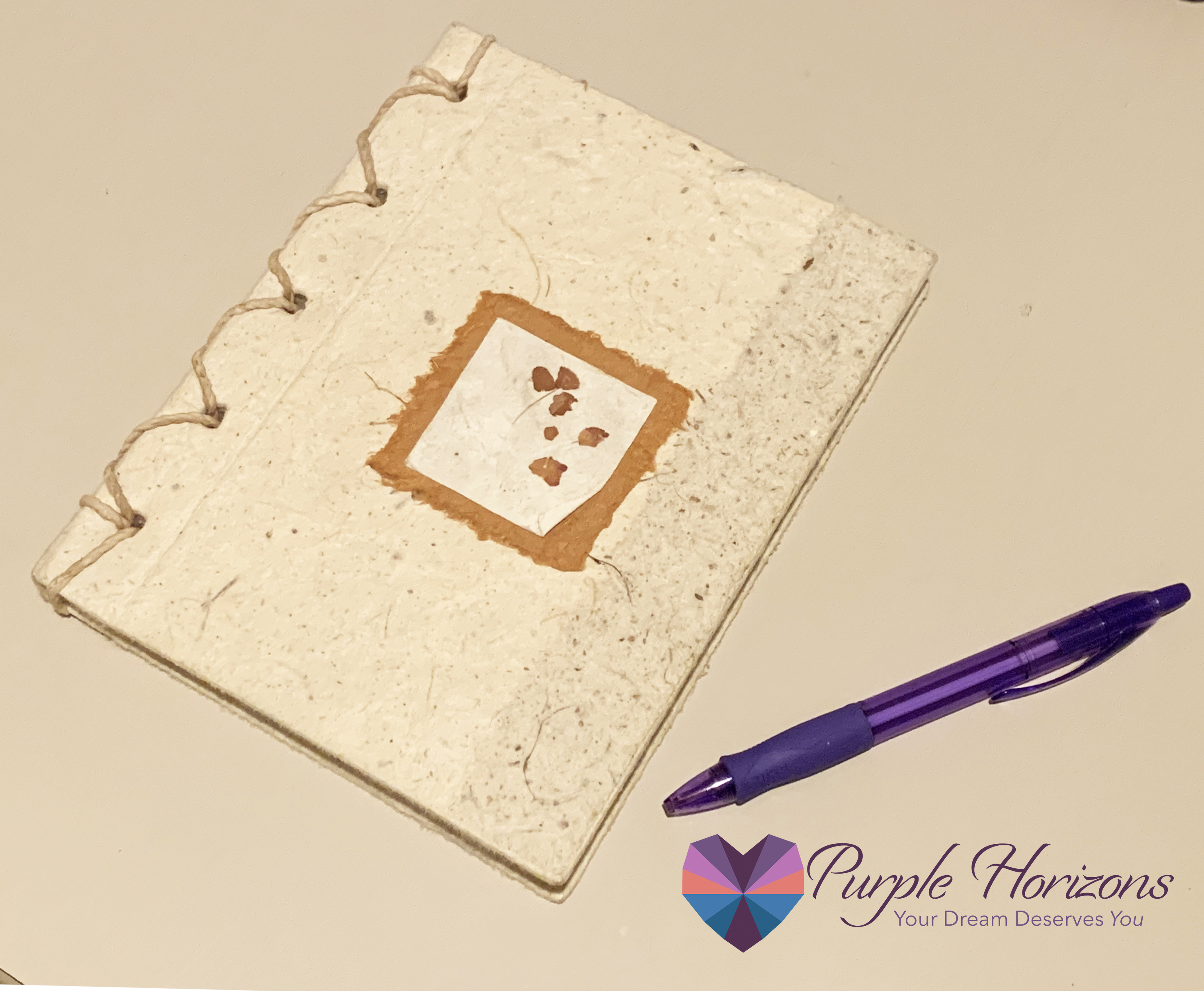 Handmade paper journal with flower decorations | Purple Horizons